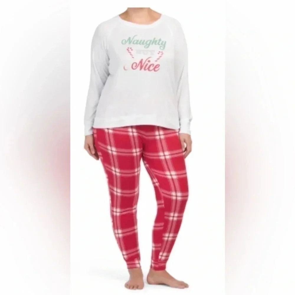 CHRISTMAS pajama Jaclyn Intimates Plus Naughty But Nice Plaid Joggers Sβ¦
